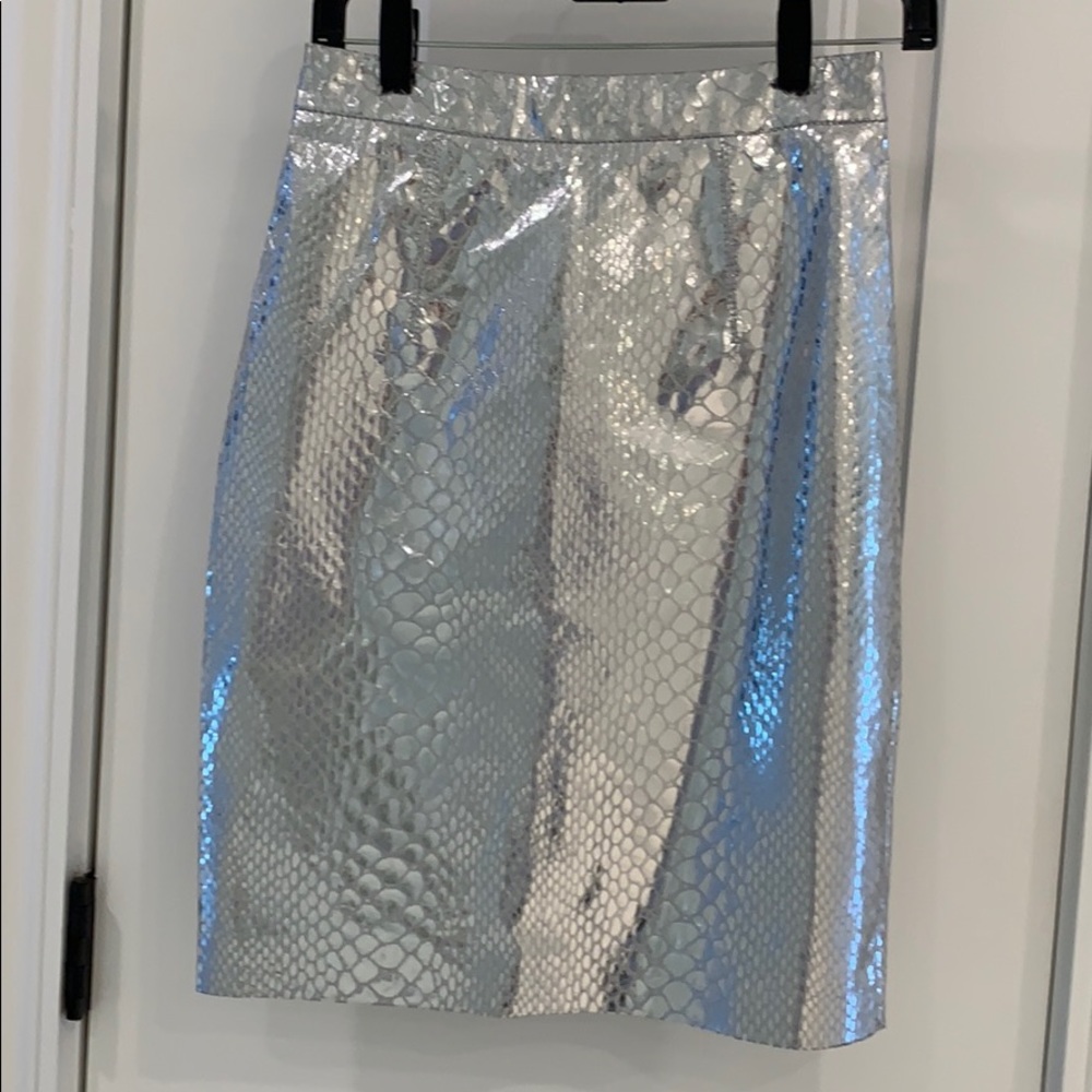 Milly Metallic Python Leather Skirt - image 5